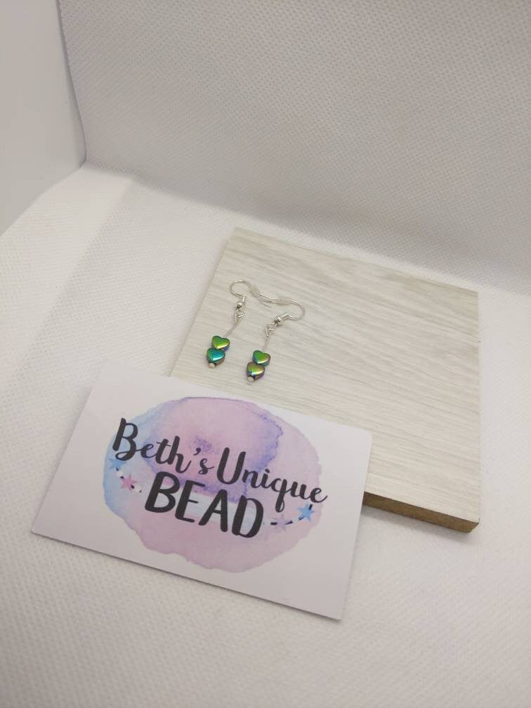 rainbow earrings/rainbow heart/heart earrings/silver plated earrings/rainbow heart/rainbow jewellery/heart jewellery/gifts for her/mum gifts