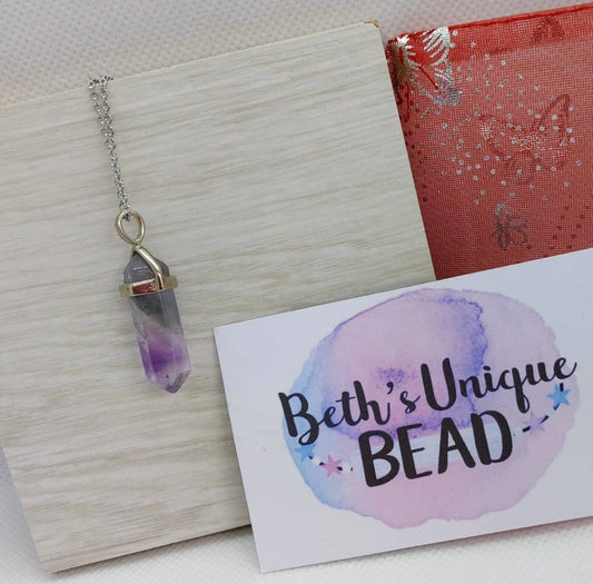 Fluorite necklace, gemstone point, purple pendant, gift for her, Fluorite crystal, purple necklace, birthday present