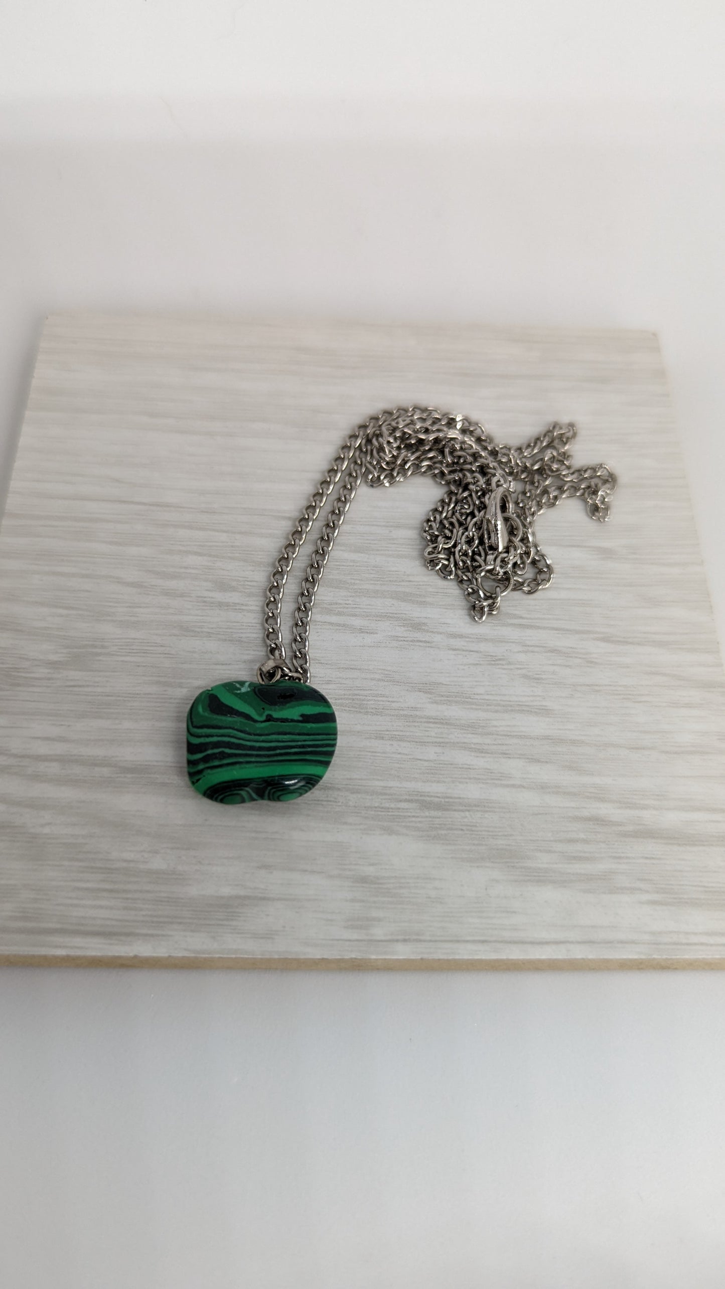 Malachite pendant, green malachite, gemstone necklace, apple necklace, green apple