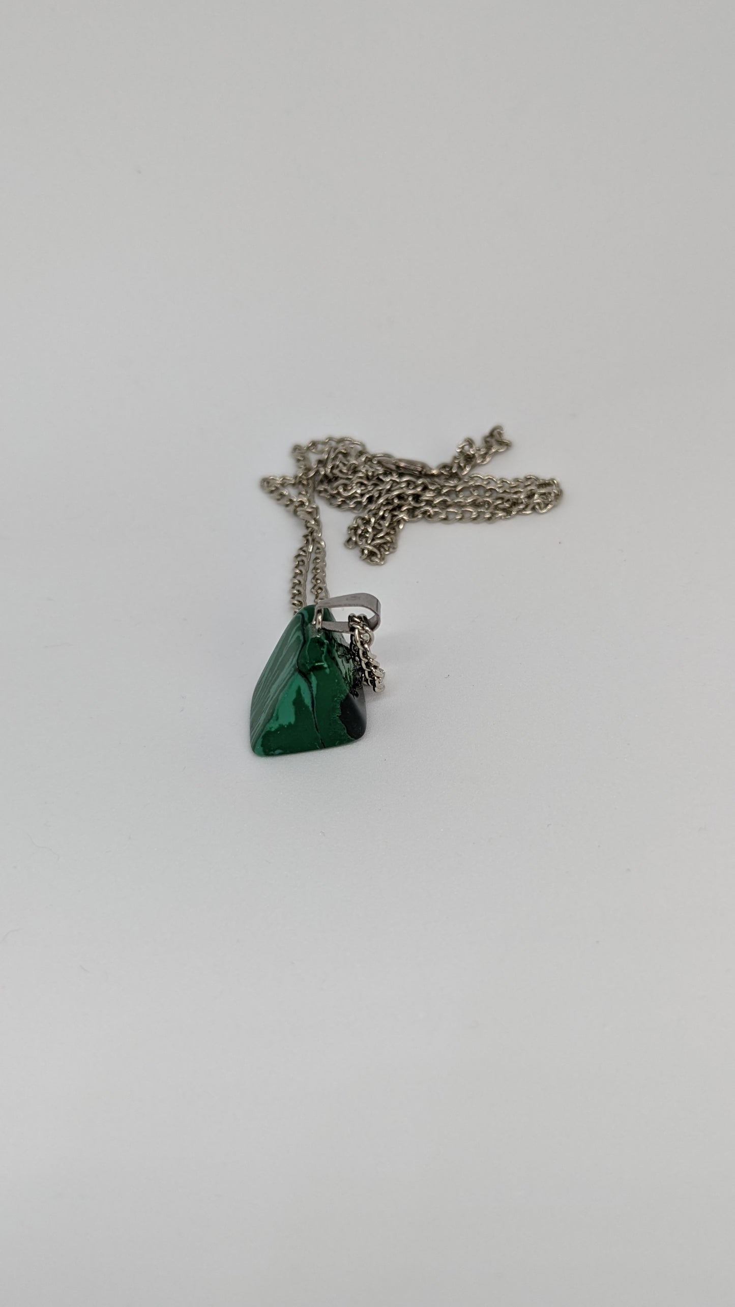 Green necklace, malachite pendant, green malachite, geometric necklace,