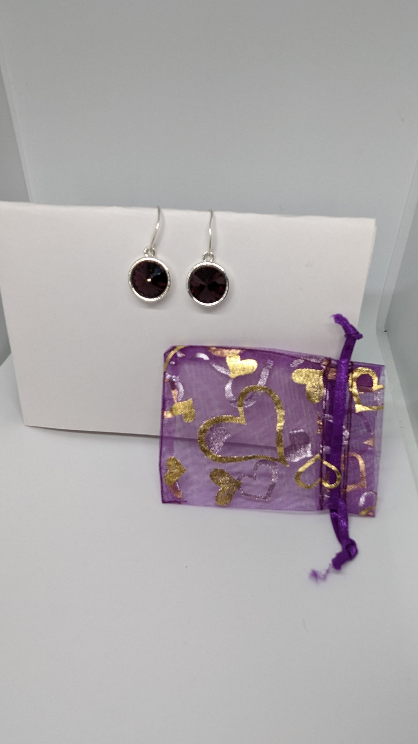 sparkly earrings, purple rivoli earrings, circle jewellery, sparkly jewellery, gift for her, girlfriend gift