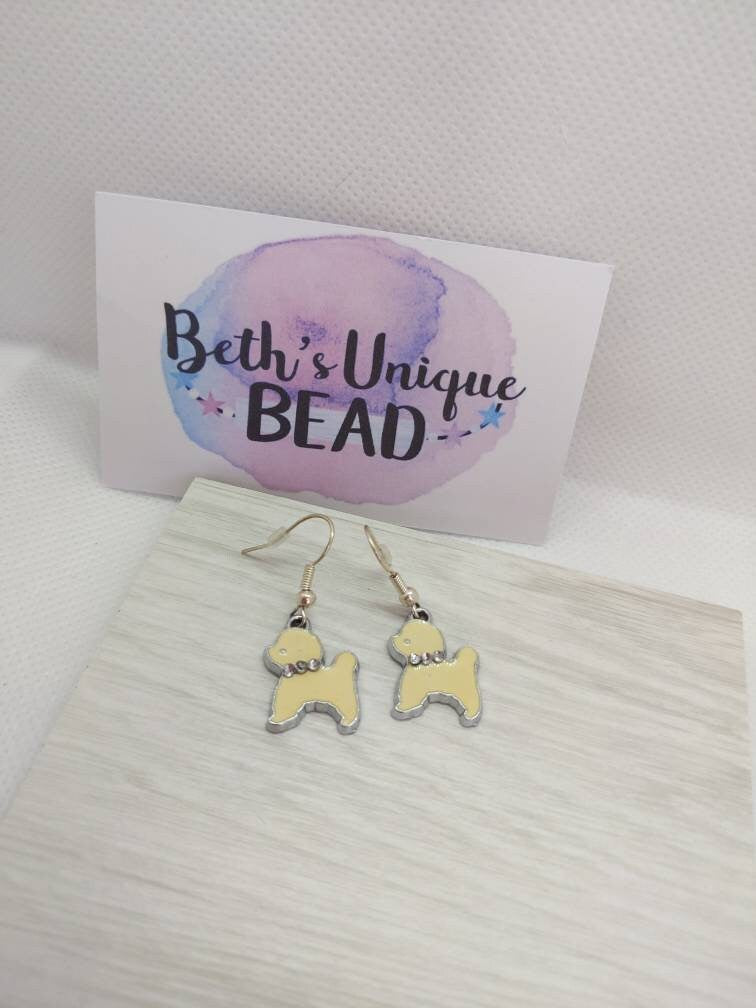 poodle earrings/dog earrings/diamante earrings/silver plated earrings/silver plated poodle/red poodle earrings/white poodle earrings