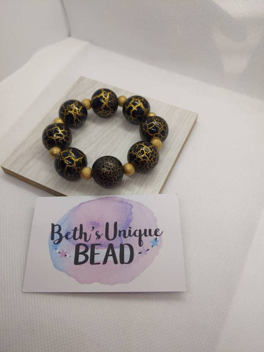Chunky bracelet/wooden beaded bracelet/textured bracelet/beaded bracelet/large beaded bracelet/chunky black bracelet/chunky bead bracelet
