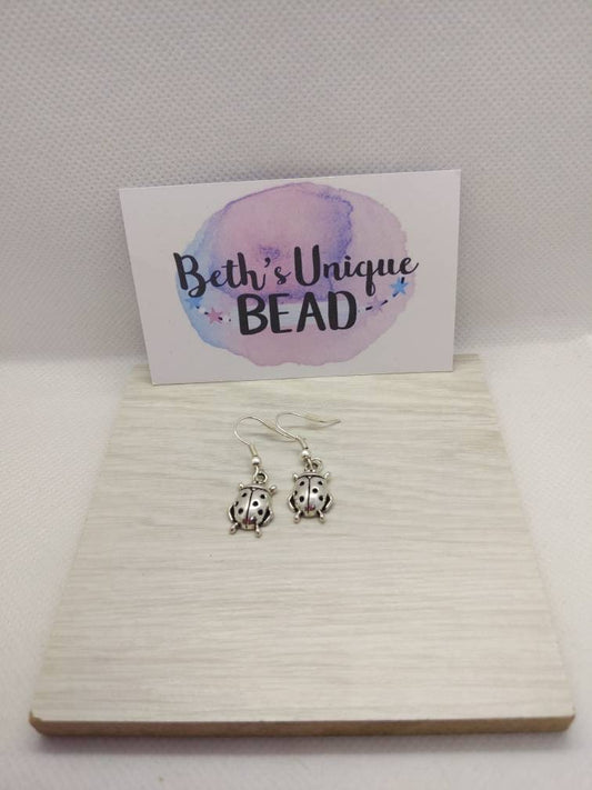ladybird earrings/silver plated earrings/insect earrings/quirky earrings/novelty earrings/novelty jewellery/insect jewellery/nature earrings