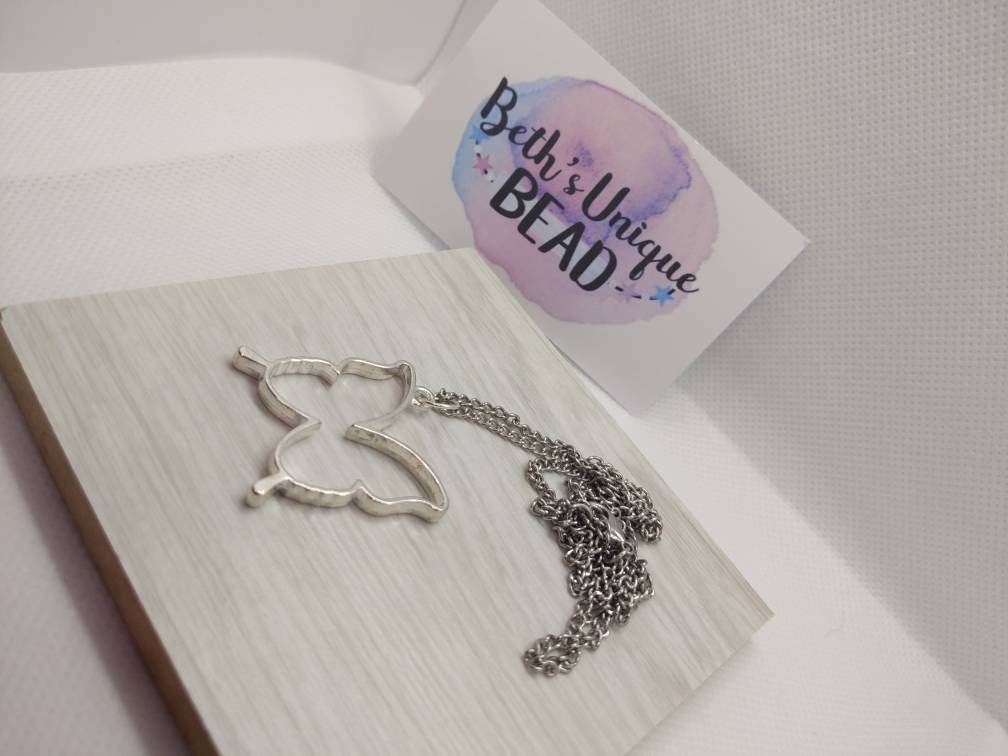 statement pendant/butterfly pendant/butterfly necklace/large necklace/large statement necklace/large butterfly pendant/silver plated chain