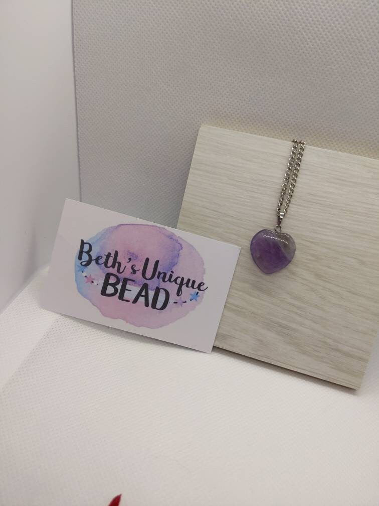 lilac heart chain/lilac heart/purple heart/purple heart chain/purple heart necklace/purple heart/silver plated necklace/silver plated chain