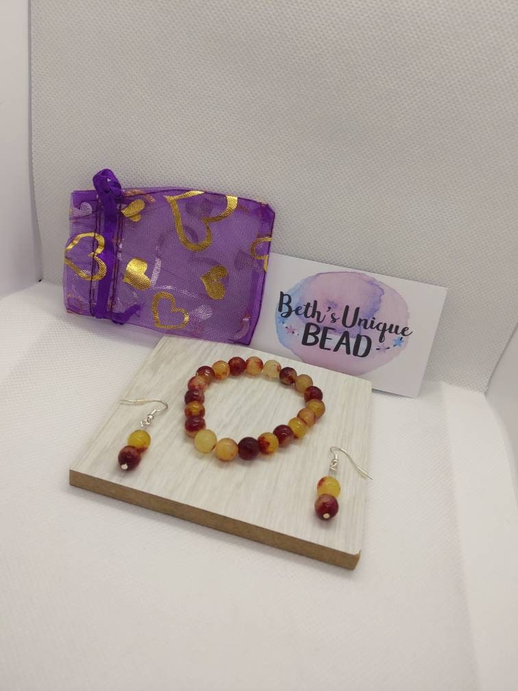 Red agate drops/yellow agate earrings/gemstone jewellery/Agate beads/Red beaded earrings/healing earrings/Yellow earrings