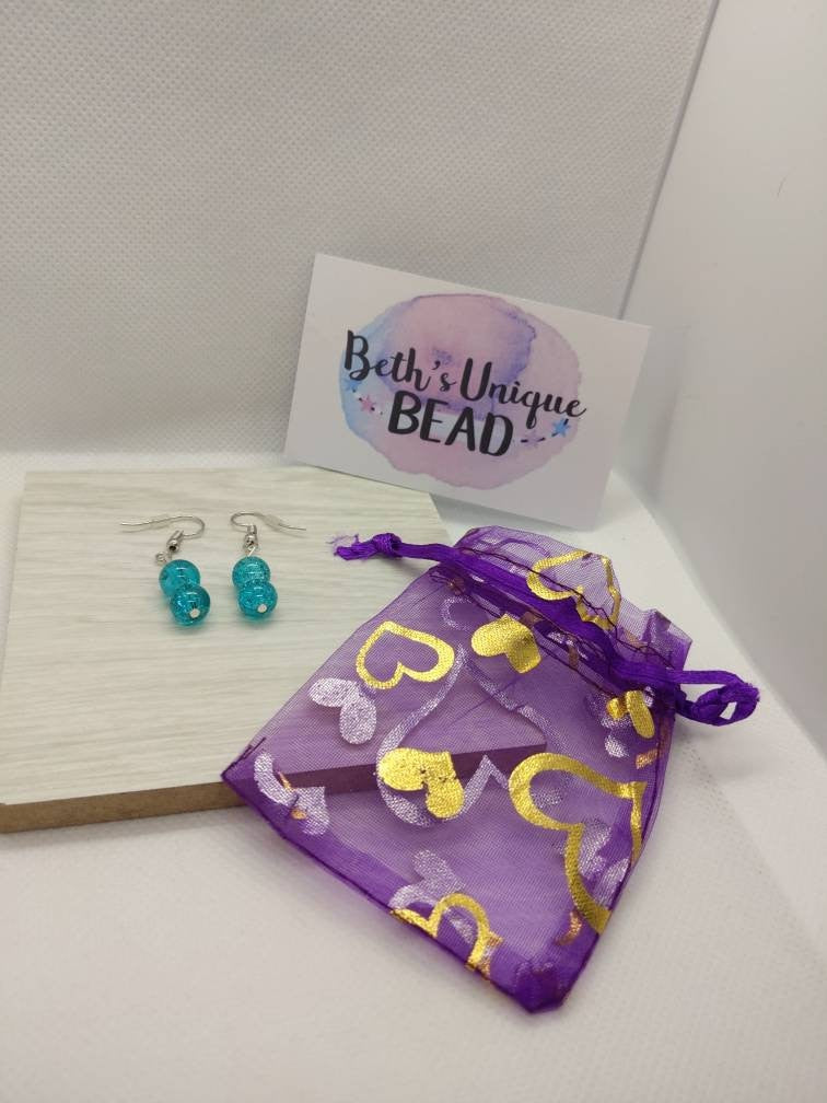 Crackle bead earrings/beaded earrings/Turquoise earrings/silver plated earrings/sterling silver earrings/Turquoise bead earrings/bead drop
