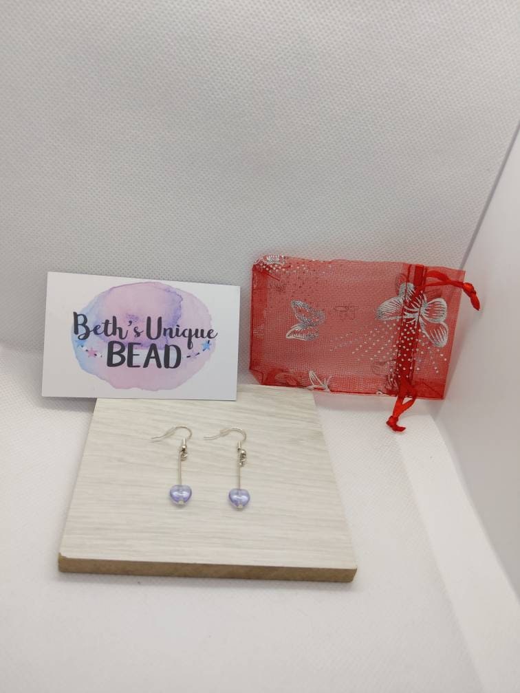 Alexandrite earrings/Alexandrite heart earrings/ heart earrings/purple hearts/purple heart earrings/purple heart/healing earrings