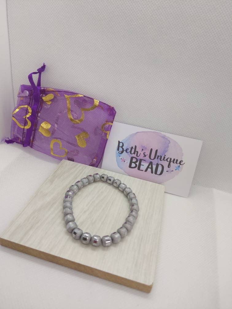 grey beaded jewellery, banded bracelet, bead earrings, textured drops, ladies jewelry, statement bracelet, women's bracelet