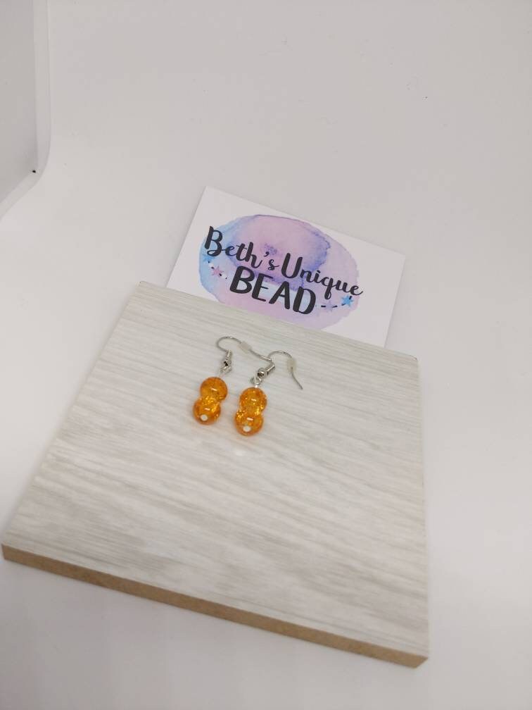 orange bead earrings, beaded earrings, beaded jewellery, gifts for her, birthday gift, bright earrings, bright colour, Christmas gift