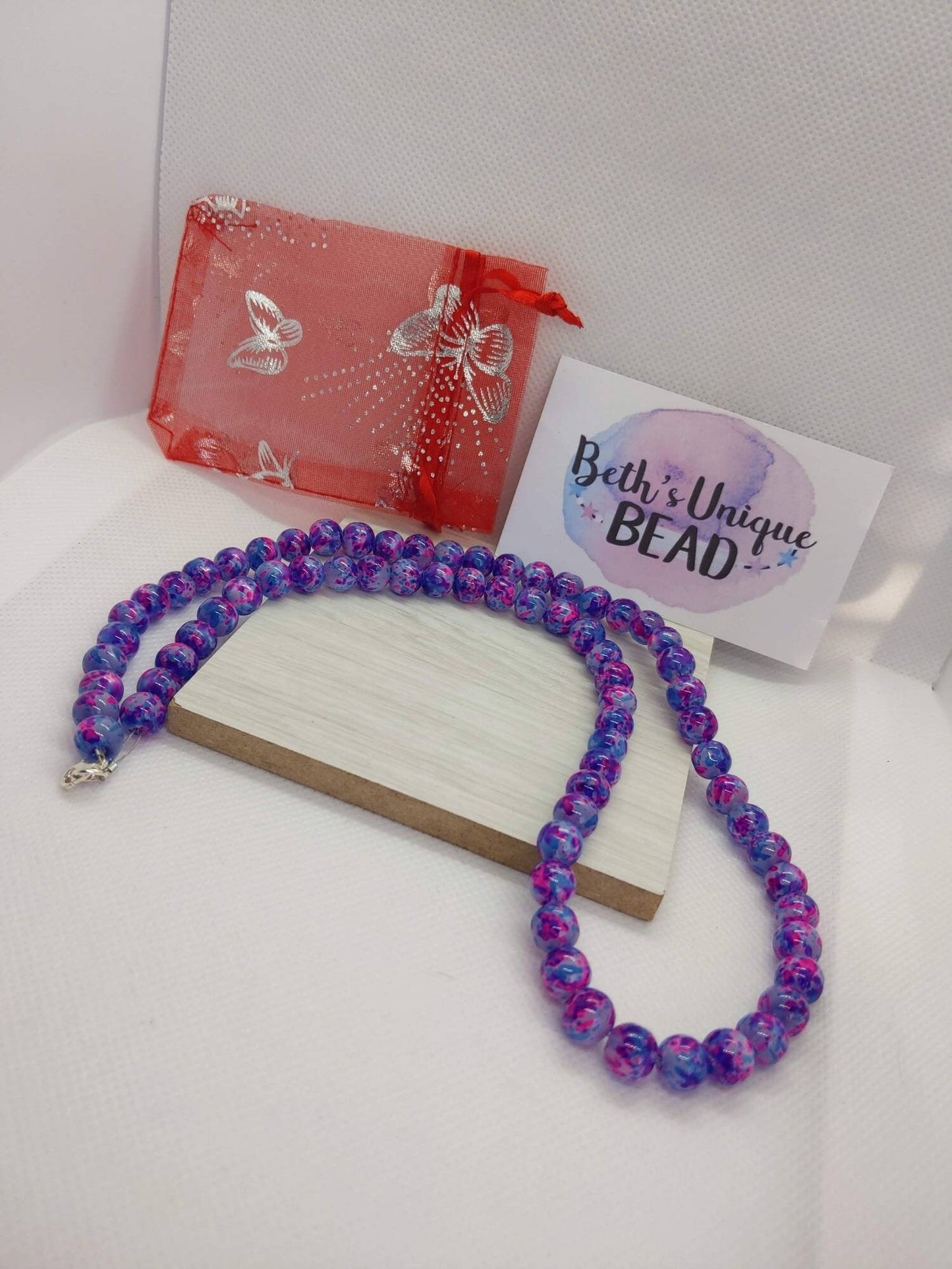 beaded bracelet, beaded necklace, blue necklace, orange bracelet, purple bangle, gift for girlfriend