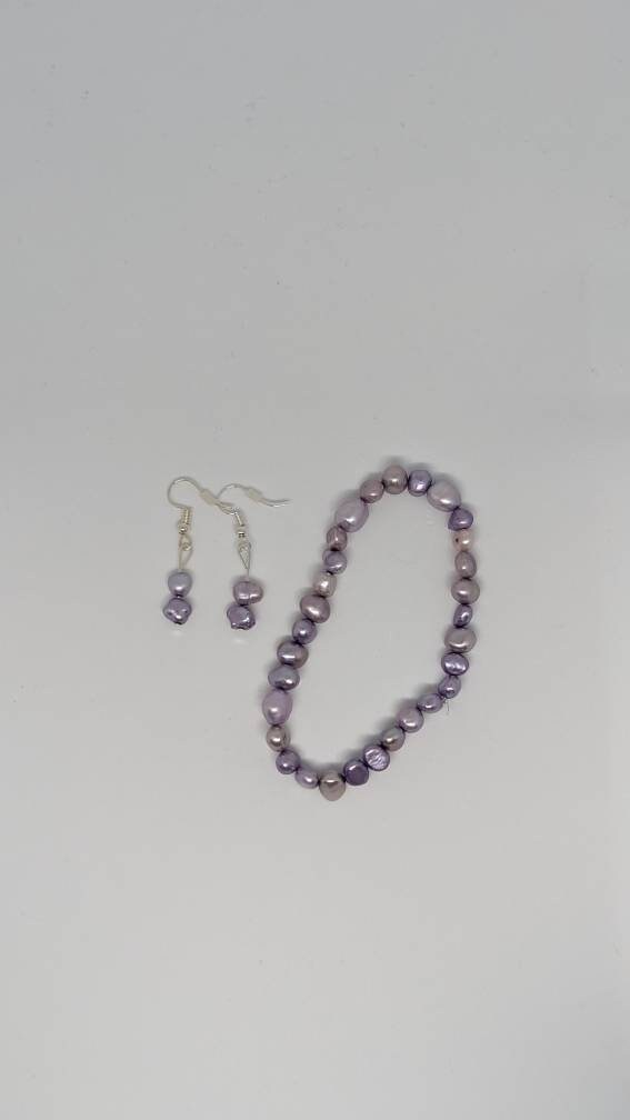 lilac pearls, lilac lavender, freshwater pearls, lilac jewellery, bridal earrings