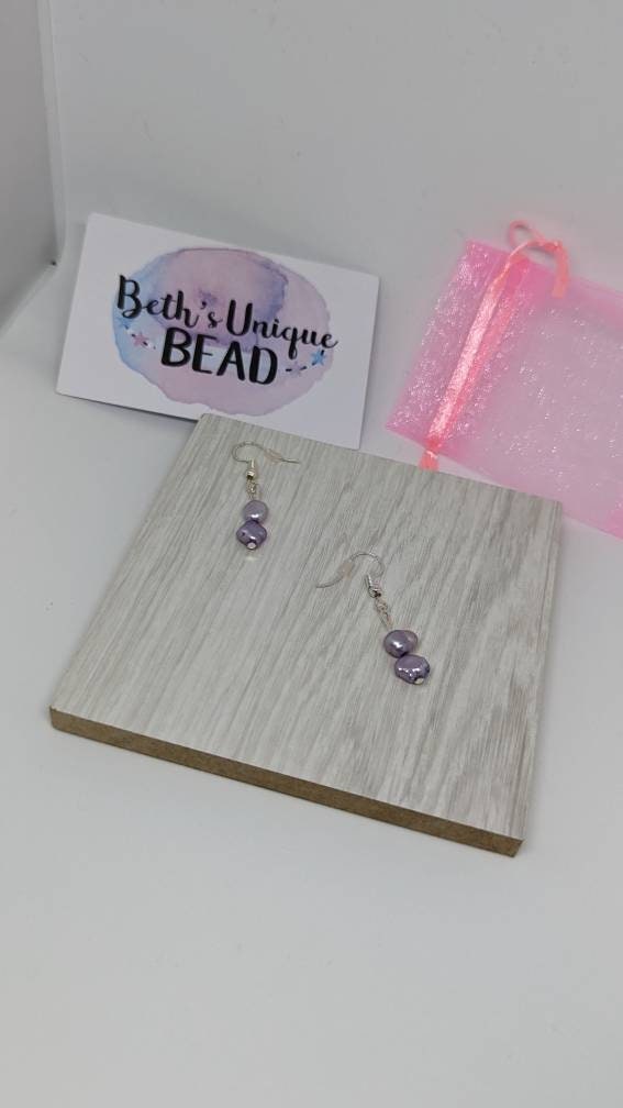 lilac pearls, lilac lavender, freshwater pearls, lilac jewellery, bridal earrings