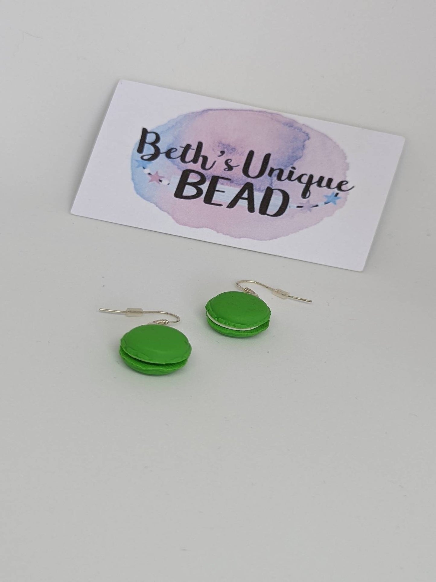Green Macaroon, cake earrings, food jewellery, quirky earrings, funky jewellery, gift for her
