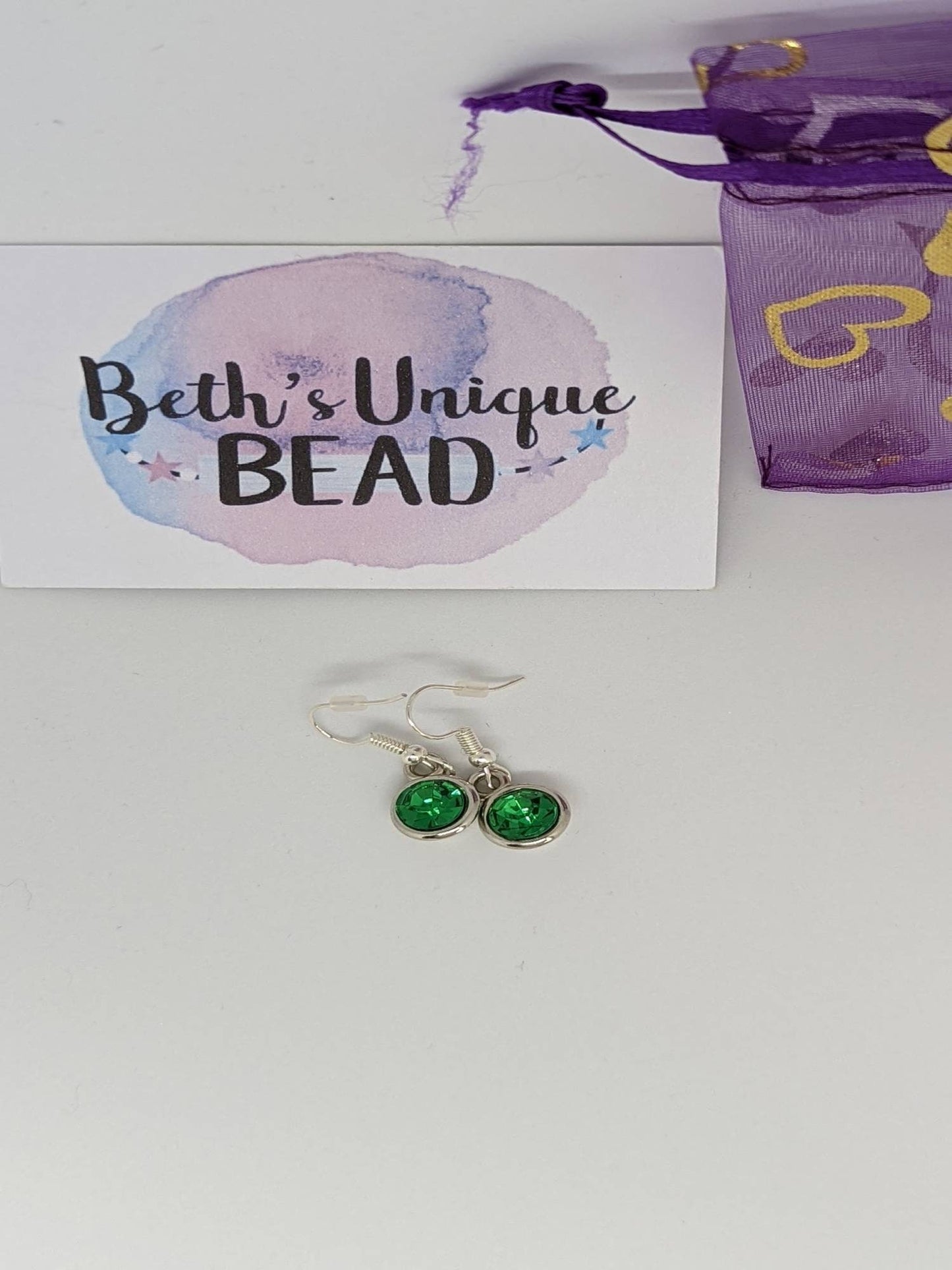 green circle earrings, sparkly earrings, silver plated jewellery, anniversary gift, circle jewellery